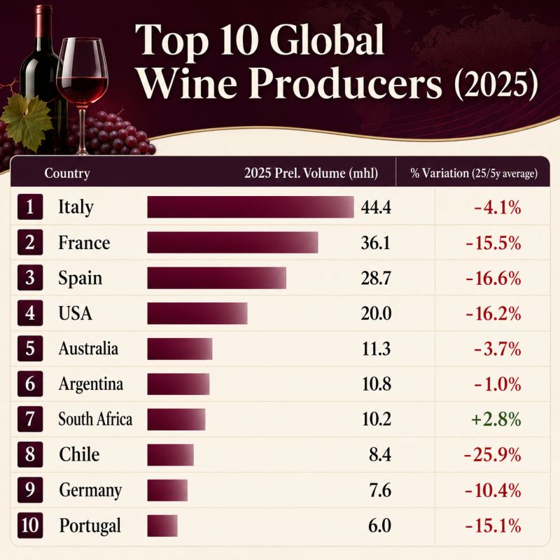 El top ten de los países que dominan el mundo del vino